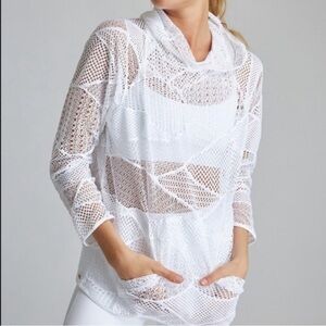ALALA White Mesh Hoodie